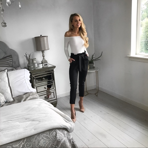 LAST ONE!!! High Waist Black Chiffon Trouser Pant - Picture 7 of 8